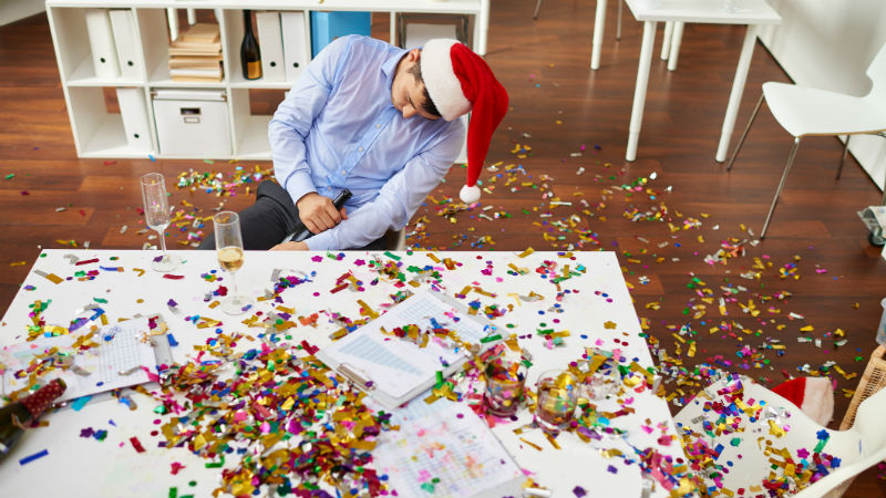 Man asleep at office christmas party
